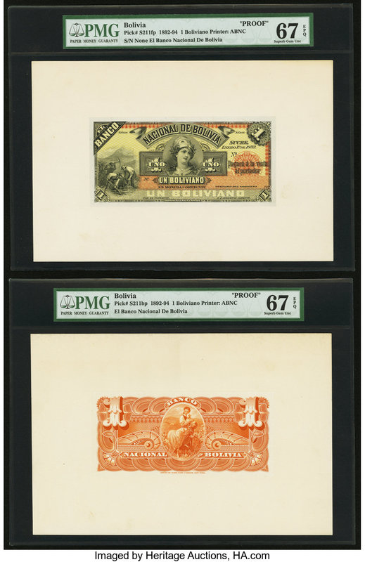 Bolivia Banco Nacional de Bolivia 1 Boliviano 1.1.1892; 1892-94 Pick S211fp; S21...