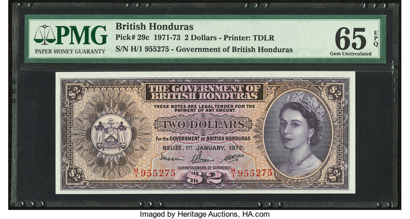 British Honduras Government of British Honduras 2 Dollars 1.1.1972 Pick 29c PMG ...