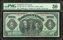Canada Dominion of Canada $1 3.1.1911 DC-18b PMG Very Fine 30. 

HID09801242017