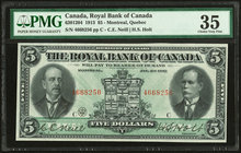 Canada Montreal, PQ- Royal Bank of Canada $5 2.1.1913 Ch.# 630-12-04 PMG Choice Very Fine 35. 

HID09801242017