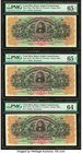 Costa Rica Banco Anglo Costarricense 5 Colones ND (1903-17) Pick S122r Three Remainder Examples PMG Gem Uncirculated 65 EPQ (2); Choice Uncirculated 6...