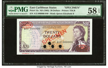East Caribbean States Currency Authority 20 Dollars ND (1965) Pick 15s Specimen PMG Choice About Unc 58 EPQ. Four POCs.

HID09801242017