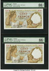France Banque de France 100 Francs 9.1.1941 Pick 94 Two Consecutive Examples PMG Gem Uncirculated 66 EPQ. 

HID09801242017