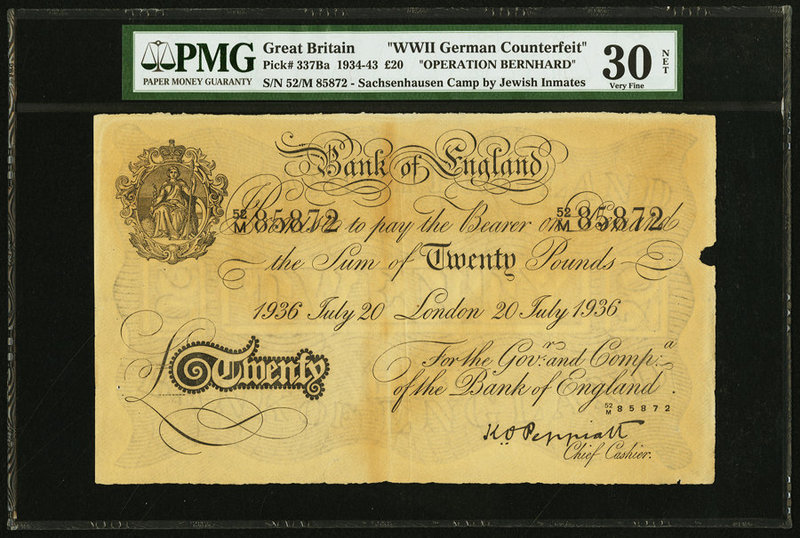 Great Britain Bank of England 20 Pounds 20.7.1936 Pick 337Ba PMG Very Fine 30 Ne...