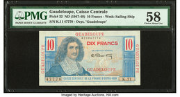 Guadeloupe Caisse Centrale de la France d'Outre-Mer 10 Francs ND (1947-49) Pick 32 PMG Choice About Unc 58. 

HID09801242017
