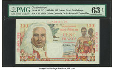 Guadeloupe Caisse Centrale de la France d'Outre-Mer 100 Francs ND (1947-49) Pick 35 PMG Choice Uncirculated 63 EPQ. 

HID09801242017