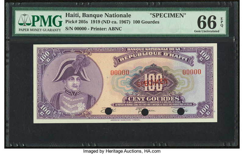 Haiti Banque Nationale de la Republique d'Haiti 100 Gourdes 1919 (ND ca. 1967) P...
