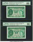 Hong Kong Government of Hong Kong 1 Dollar 1.7.1959 Pick 324Ab KNB19 Two Consecutive Examples PMG Gem Uncirculated 66 EPQ. 

HID09801242017
