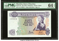 Mauritius Bank of Mauritius 50 Rupees ND (1967) Pick 33c PMG Choice Uncirculated 64 EPQ. 

HID09801242017