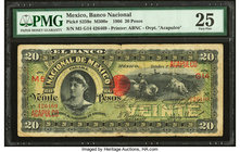 Mexico Banco Nacional de Mexicano 20 Pesos 1.10.1906 Pick S259e M300e PMG Very Fine 25. 

HID09801242017