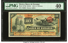 Mexico Banco de Durango 10 Pesos 3.1914 Pick S274d M333d PMG Extremely Fine 40. 

HID09801242017