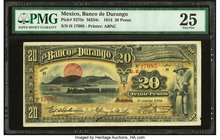 Mexico Banco de Durango 20 Pesos 1.3.1914 Pick S275c M334c PMG Very Fine 25. 

HID09801242017