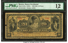Mexico Banco Occidental 20 Pesos 1.1.1900 Pick S410a M497a PMG Fine 12. 

HID09801242017