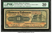 Mexico Banco De Tabasco 10 Pesos 11.9.1903 Pick S425b M514c PMG Very Fine 30. Minor rust.

HID09801242017