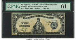 Philippines Bank of the Philippine Islands 10 Pesos 1920 Pick 14 PMG Uncirculated 61. Good embossing; trimmed.

HID09801242017
