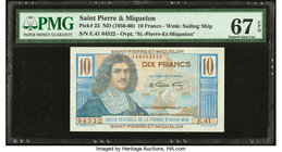 Saint Pierre and Miquelon Caisse Centrale de la France d'Outre Mer 10 Francs ND (1950-60) Pick 23 PMG Superb Gem Unc 67 EPQ. 

HID09801242017