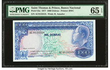 Saint Thomas and Prince Banco Nacional 1000 Dobras 12.7.1977 Pick 55a PMG Gem Uncirculated 65 EPQ. 

HID09801242017