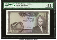 Tunisia Banque Centrale de Tunise 5 Dinars 1.11.1960 Pick 60 PMG Choice Uncirculated 64 EPQ. 

HID09801242017