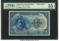 Yugoslavia National Bank 10 Dinara 1.11.920 Pick 21s Specimen PMG About Uncirculated 55 EPQ. Two POCs.

HID09801242017