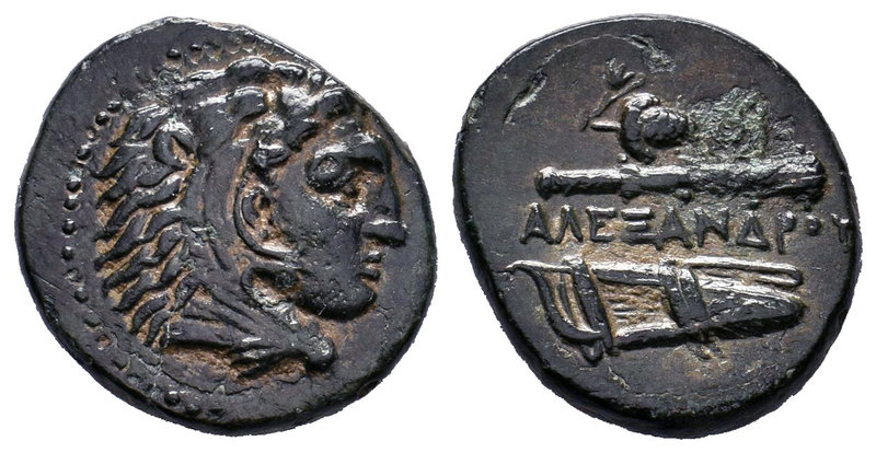 Macedonian Kingdom. Alexander III the Great. 336-323 B.C. AE . Head of Herakles ...