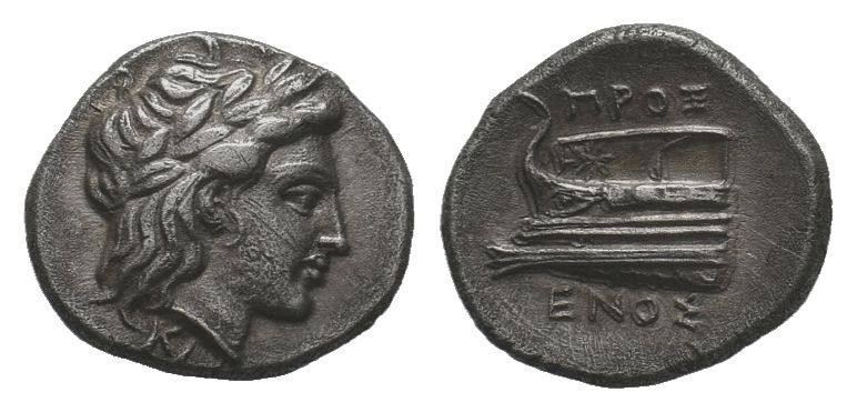 BITHYNIA, Kios. Circa 350-300 BC. AR Drachm. Laureate head of Apollo right; KIA ...