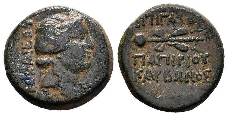 BITHYNIA. Nikaia. C. Papirius Carbo (Procurator, 62-59 BC). Dichalkon. Dated BE ...
