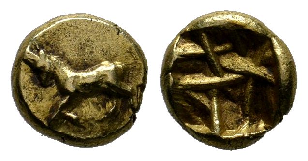 IONIA, Uncertain Before 575 BC. EL, RARE!
Diameter: 9mm
Weight: 1.15gr
Condit...