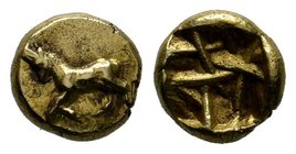 IONIA, Uncertain Before 575 BC. EL, RARE!
Diameter: 9mm
Weight: 1.15gr
Condition: Very Fine
Provenance: Property of a Dutch Collector