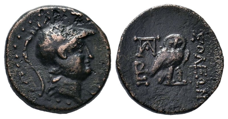 Soloi AE, head of Athena / owl, c. 2nd and 1st Century BC.Soloi , Cilicia. AE (2...