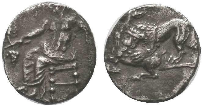 CILICIA, Tarsos. Mazaios. Satrap of Cilicia, 361/0-334 BC. AR Obol . Baaltars se...