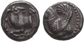 Cilicia, Kelenderis AR Obol. Circa 400-350 BC. Forepart of Pegasos right / Goat kneeling right, head left. Göktürk 7; SNG France 80-5; SNG Levante 27-...