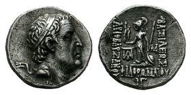 Kings of Cappadocia, Ariobarzanes I (96-63 BC). AR Drachm . Mint A (Eusebeia-Mazaka), year RY 27 (69/8 BC). Diademed head r. R/ Athena Nikephoros stan...