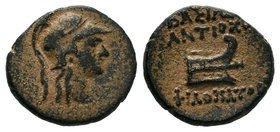 SELEUKID KINGDOM. Antiochos IX Kyzikenos (Circa 113-95 BC). Ae. Uncertain mint in Syria or Phoenicia. Obv: Helmeted head of Athena right. Rev: ΒΑΣΙΛΕΩ...