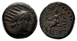 Seleukid Kingdom. Antiochos IV Epiphanes. 175-164 B.C. Æ. Seleukeia on the Tigris. Radiate head of Antiochos IV Epiphanes right; [control behind] / ΒΑ...