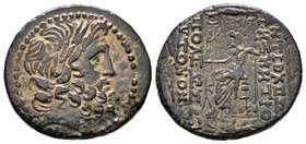 Syria, Seleukis and Pieria. Antiochia ad Orontem. 1st century B.C. AE tetrachalkon. Year 3 Caesarean era = 47/46 B.C. Laureate head of Zeus right / AN...