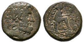 SYRIA, Seleukis and Pieria. Antioch. 1st century AD. Ae. Dated Year 35 of the Actian Era (AD 4-5). Laureate head of Zeus right / Tyche of Antioch seat...