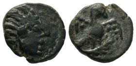 MESOPOTAMIA, Hatra. Pseudo-autonomous issue. Early-mid 2nd century AD. Æ. Radiate head of sun god Shamash right / Eagle standing right on branch. Sloc...