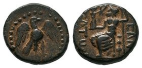 Commagene. Samosata. Pseudo-autonomous issue AD 1-38. Bronze Æ. Eagle standing right / CAMO-CATω, Zeus seated left, holding Nike and sceptre. very fin...