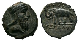 KINGS OF ARMENIA. Tigranes V, the Cappadocian, AD 6-12. Dichalkon , Artagigarta?. Diademed, draped, and bearded bust of Tigranes to right, wearing tia...