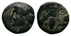 IONIA, Ephesos. Circa 375 BC. Æ Chalkous , Female head (Kabyle or Tyche) left, wearing stephanos / Bee. SNG Kayhan 193; SNG Copenhagen 256. Black pati...