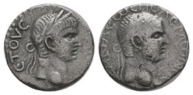 KINGS of PONTUS. Polemo II, with Nero. AD 38-64. AR Drachm . Dated RY 18 of Polemo II (AD 55/6). Diademed head of Polemo II right / Laureate head of N...