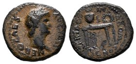 Nero (54-68), Semis, Rome, AD 64, AE , NERO CAES - AVG IMP, laureate head r., Rv. CER QV - INQ ROM C - O, table bearing urn and wreath; in ex. S C. RI...
