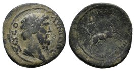 Marcus Aurelius, 161-180 AD. AE , struck under archon Quintus. AVT KAIC - ANTΩNEINOC AVP, laureate bust right / EΠI KVEINTOV B APX A MAIONIΩN, Hades w...