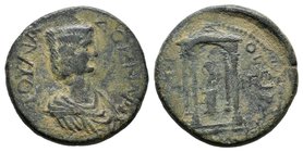 Pontus, Sebastopolis-Heracleopolis. Julia Domna. Augusta, A.D. 193-217. AE . Radiate, draped and cuirassed bust of Julia Domna right / Statue of Herak...