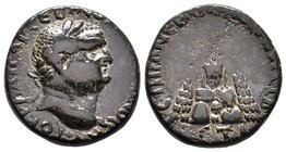 CAPPADOCIA, Caesaraea-Eusebia. Vespasian. AD 69-79. Æ . Dated RY 10 (AD 77/8). Laureate head right / Mt. Argaeus; on summit, radiate figure standing l...