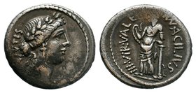 Republic, AR Denarius, Mn. Acilius Glabrio, (c.49 BC), laureate head of Valetudo (Salus) right, salvtis behind, rev. Valetudo (Salus) standing left le...