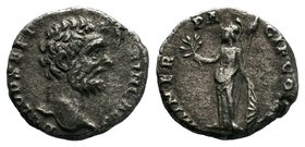 Clodius Albinus. As Caesar, AD 193-195. AR Denarius. Rome mint. Struck under Septimius Severus, AD 194-195. Bare head right / Minerva standing left, h...