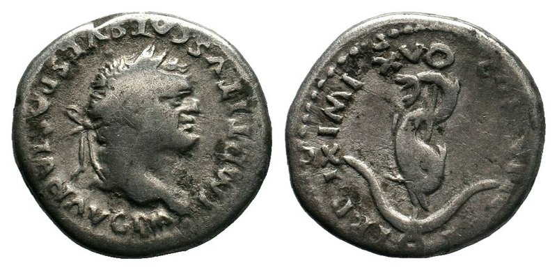 Titus AR Denarius. Rome, AD 80. IMP TITVS CAES VESPASIAN AVG P M, laureate head ...