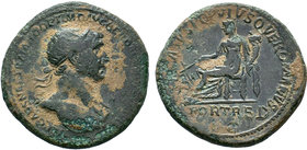 TRAJAN. 114-117. Rome. FORTRED in exergu and SENATVS POPVLVSQVE ROMANVS. Fortune sitting to the left with rudder and cornucopia. CyS59. C.158. MyS.652...