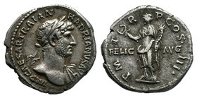 Hadrian (117-138). AR Denarius. Rome, c. 119-125. Laureate bust r., slight drapery. R/ Felicitas standing l., holding caduceus and cornucopia. RIC II ...